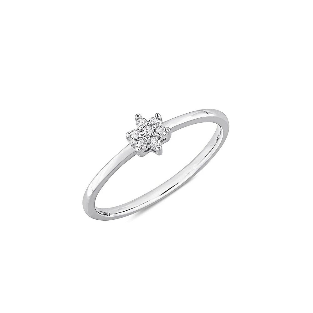 Sterling Silver & 0.07 C.T. T.W. Diamond Floral Promise Ring