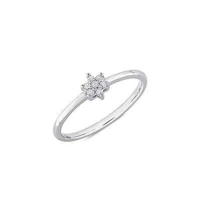 Sterling Silver & 0.07 C.T. T.W. Diamond Floral Promise Ring