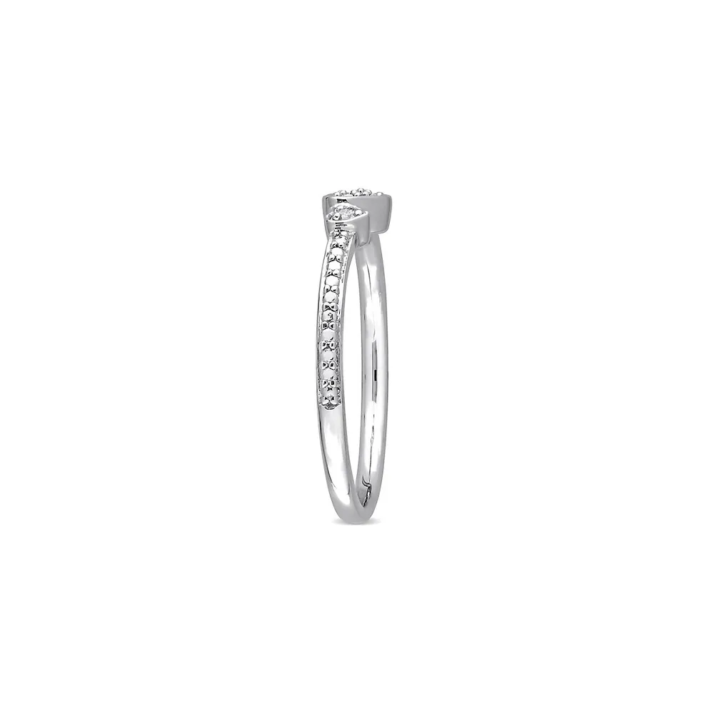 Bague en argent sterling à double cœur diamant 0,04 ct