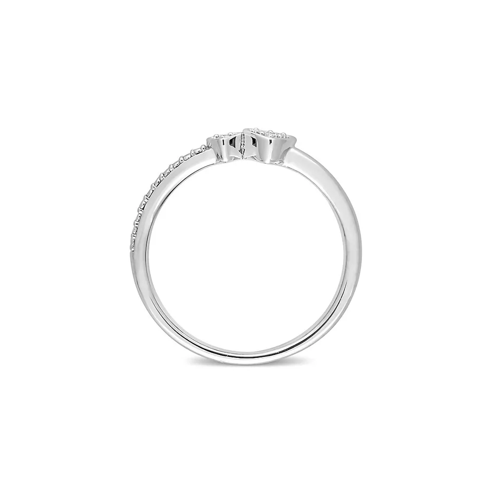 Bague en argent sterling à double cœur diamant 0,04 ct