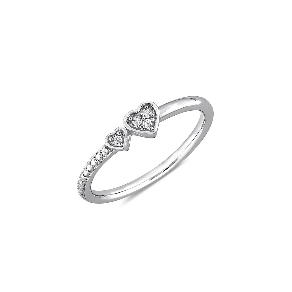 ​Sterling Silver & 0.04 C.T. T.W. Diamond Double Heart Promise Ring