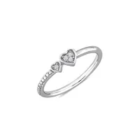 Bague en argent sterling à double cœur diamant 0,04 ct