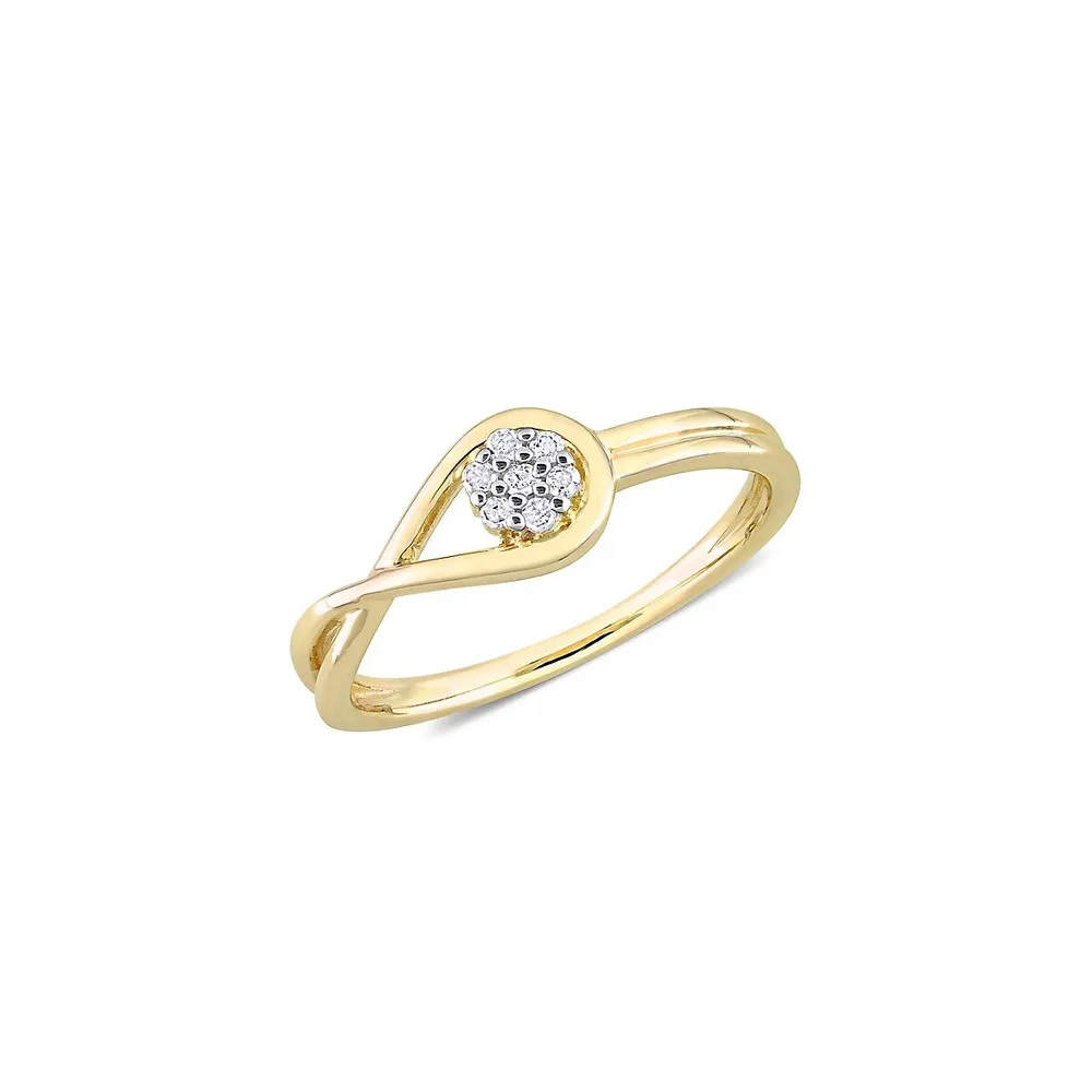 Goldplated Sterling Silver & 0.07 C.T. T.W. Diamond Floral Infinity Promise Ring