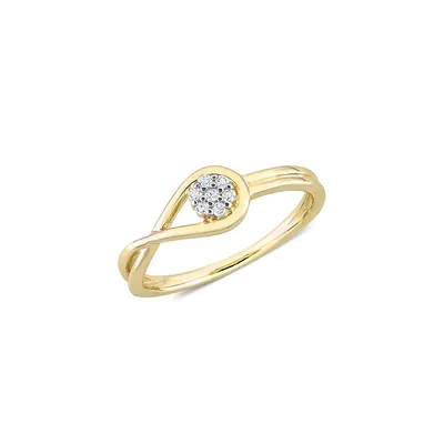 Goldplated Sterling Silver & 0.07 C.T. T.W. Diamond Floral Infinity Promise Ring