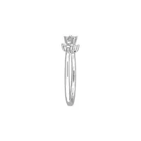 Sterling Silver & 0.1 CT. T.W. Diamond Floral Promise Ring