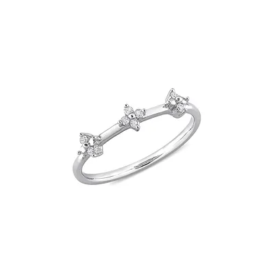 Sterling Silver & 0.1 CT. T.W. Diamond Floral Promise Ring