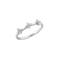 Sterling Silver & 0.1 CT. T.W. Diamond Floral Promise Ring