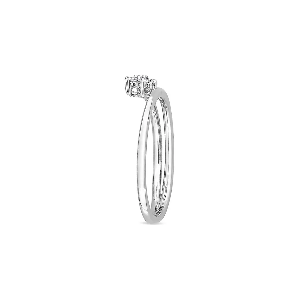 Sterling Silver & 0.07 C.T. T.W. Diamond Floral Wrap Ring