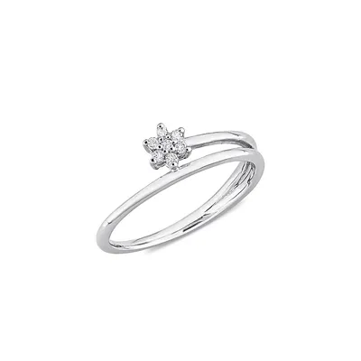 Bague en argent sterling à fleurs diamant 0,07 ct