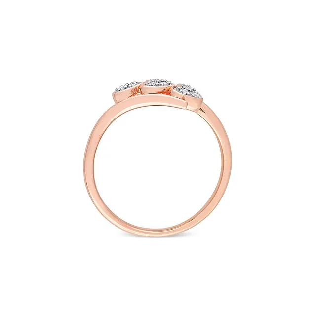 Concerto Rose Goldtone-Plated Sterling Silver & 0.1 CT. T.W. Diamond Triple  Heart Promise Ring