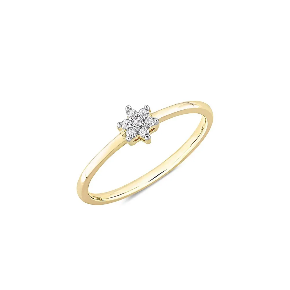 Goldplated Sterling Silver & 0.07 C.T. T.W. Diamond Floral Promise Ring