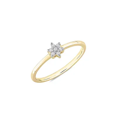 Goldplated Sterling Silver & 0.07 C.T. T.W. Diamond Floral Promise Ring