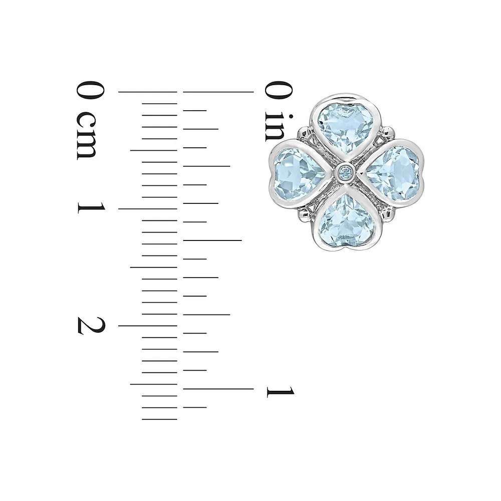 Sterling Silver & Blue Topaz Floral Stud Earrings