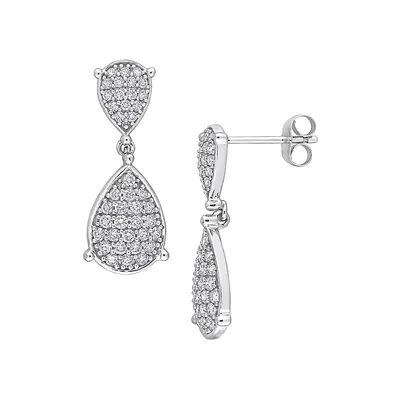 14K White Gold & 0.9 CT. T.W. Diamond Double Teardrop Earrings