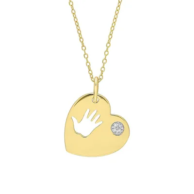Yellow-Plated Sterling Silver & 0.02 CT. T.W. Diamond Accent Heart Charm Necklace