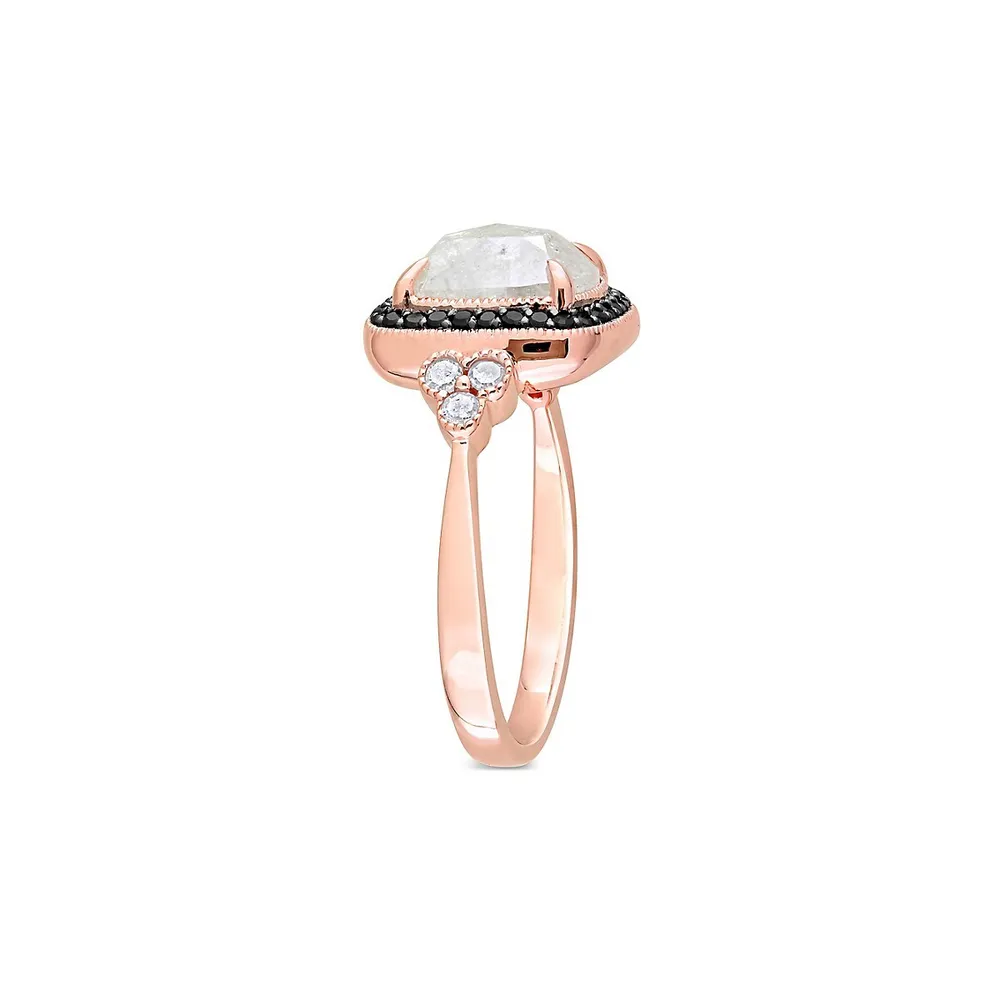 Black & White Diamond Engagement Ring 1 ct tw 10K Rose Gold