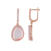 Fancy Quartz and White Topaz Pink Sterling Silver Drop Earrings