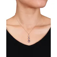 Multi-Gemstone Rose-Goldtone Sterling Silver Drop Necklace
