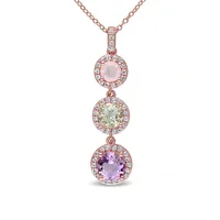 Multi-Gemstone Rose-Goldtone Sterling Silver Drop Necklace