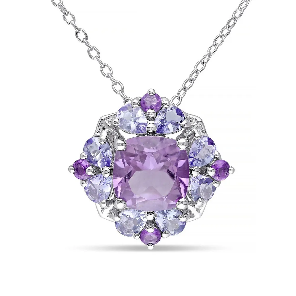 Amethyst and Tanzanite Sterling Silver Necklace