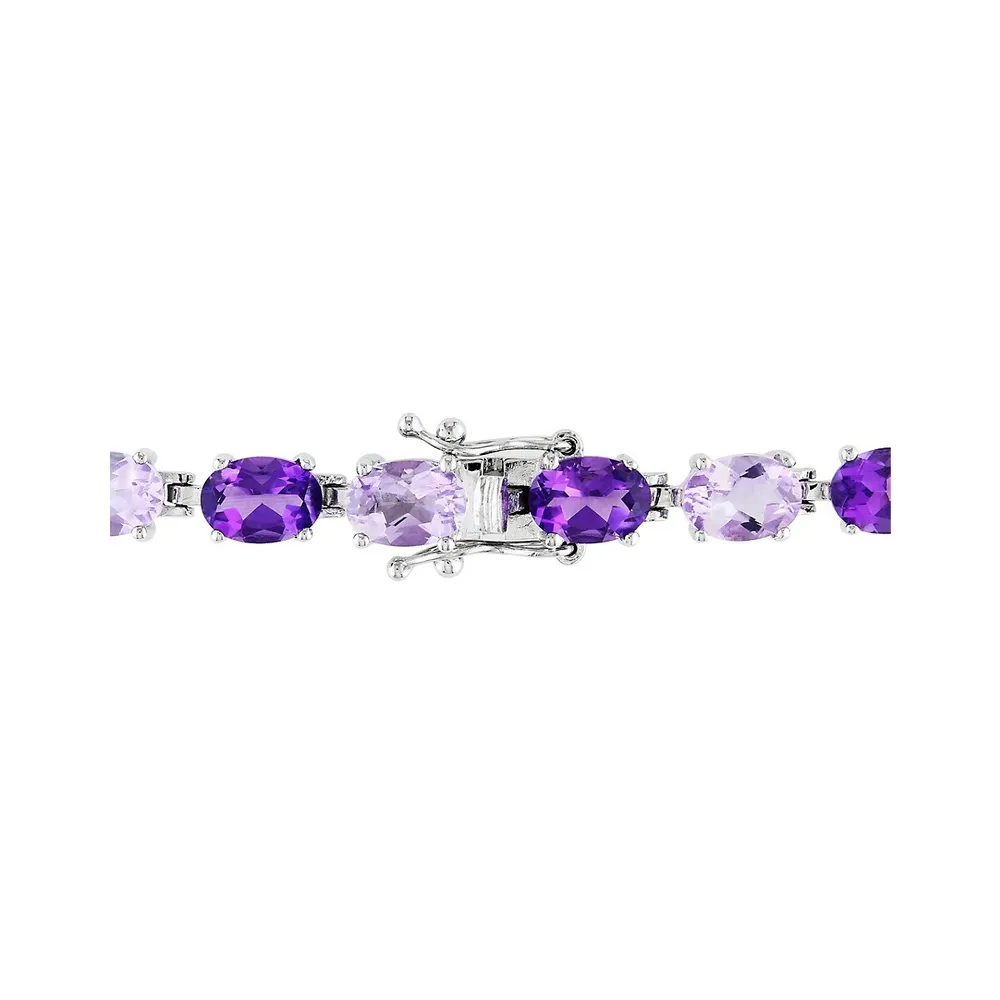 Amethyst and Rose de France Sterling Silver Bracelet