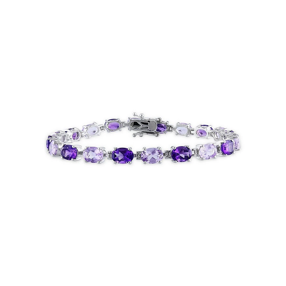 Amethyst and Rose de France Sterling Silver Bracelet