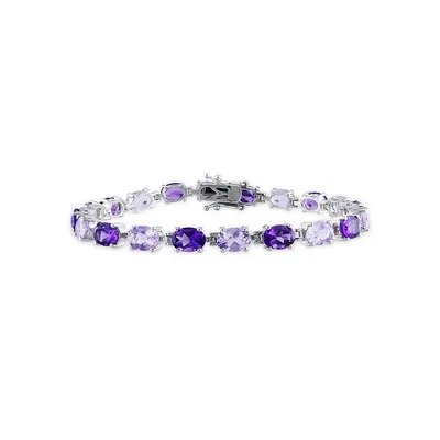 Amethyst and Rose de France Sterling Silver Bracelet