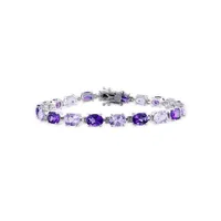 Amethyst and Rose de France Sterling Silver Bracelet