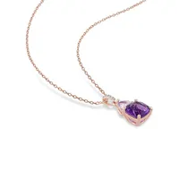 0.22 CT. T.W. Diamond and Amethyst Rose-Goldtone Sterling Silver Pendant Necklace