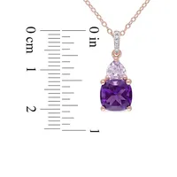 0.22 CT. T.W. Diamond and Amethyst Rose-Goldtone Sterling Silver Pendant Necklace