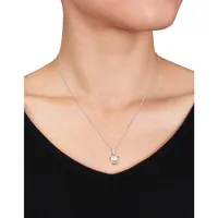 Collier à pendentif en argent sterling avec diamants 0,03 ct PT et perle d'eau douce