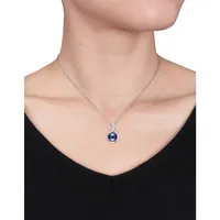 Collier en argent sterling avec diamants 0,06 ct PT et perle d'eau douce noire