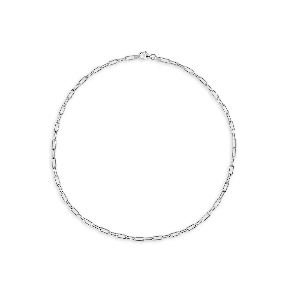 Collier en chaîne trombone en argent sterling, 46 cm x 3,5 mm