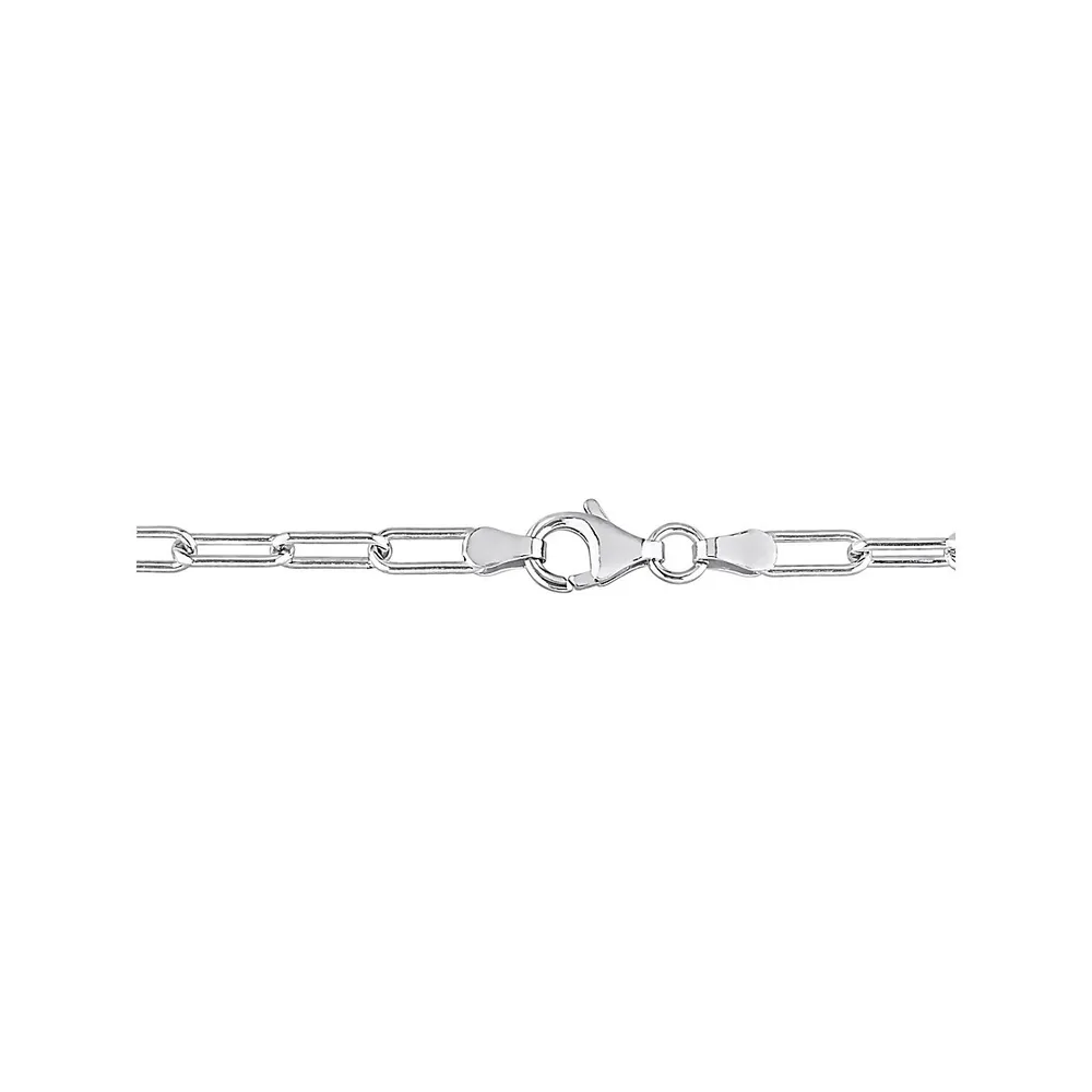 Collier en chaîne trombone en argent sterling, 46 cm x 3,5 mm