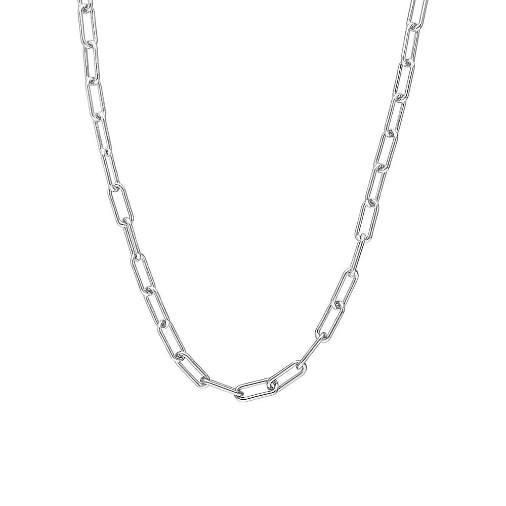 Collier en chaîne trombone en argent sterling, 46 cm x 3,5 mm