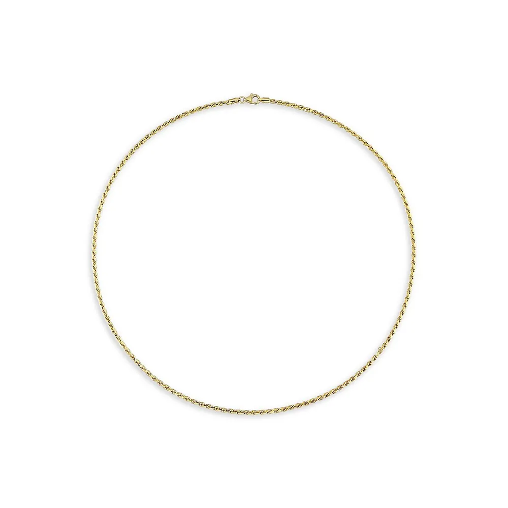 18K Yellow Goldplated Sterling Silver Rope Chain Necklace