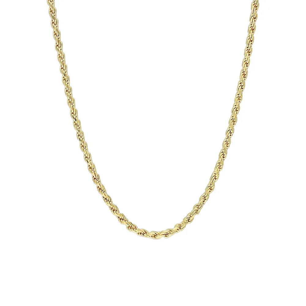 18K Yellow Goldplated Sterling Silver Rope Chain Necklace