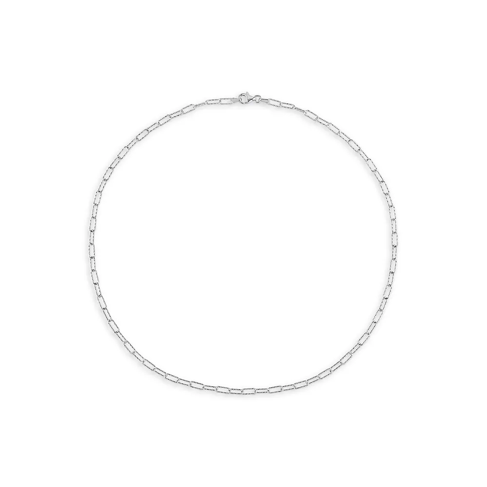 Sterling Silver Fancy Paperclip Chain Necklace - 18-Inch x 3MM