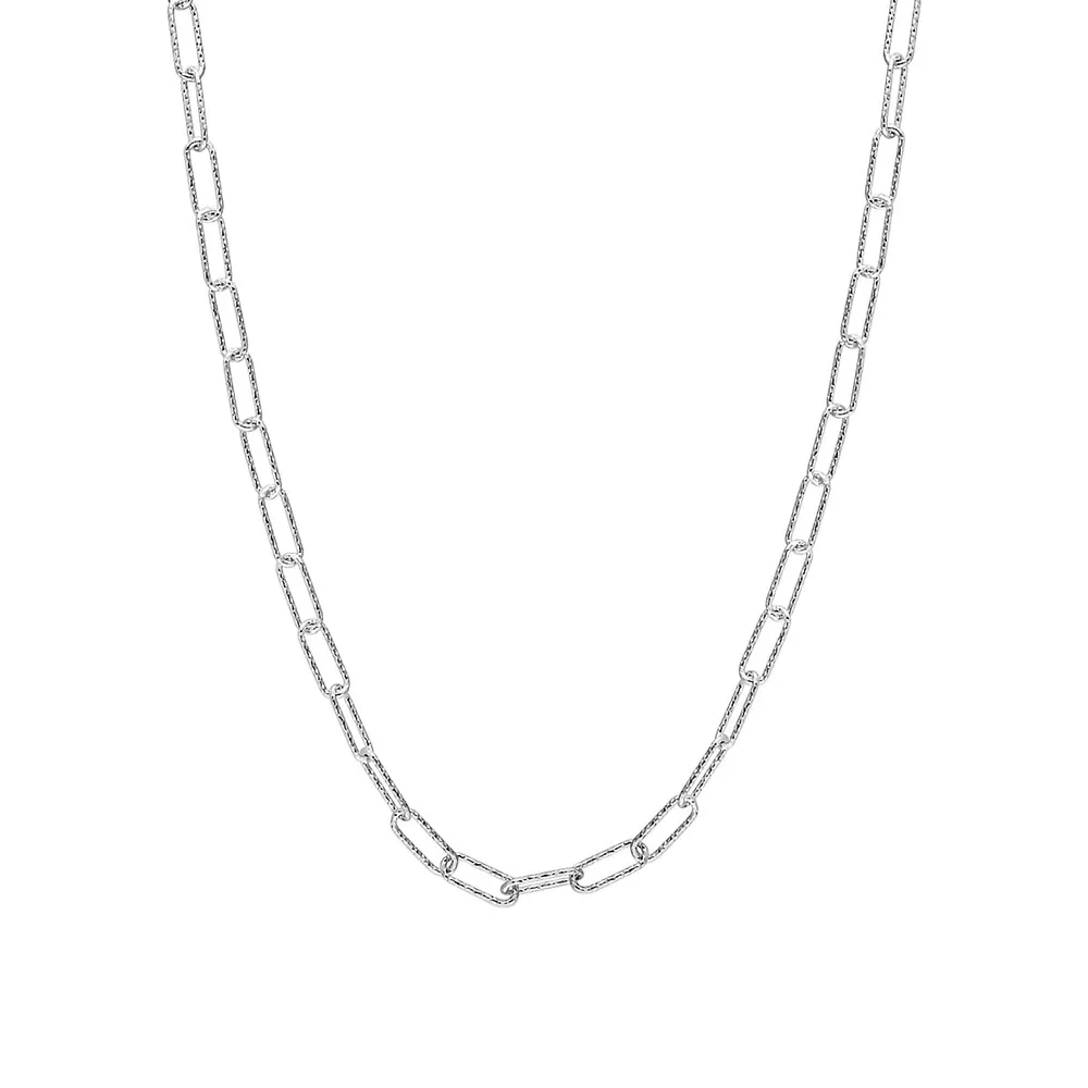 Sterling Silver Fancy Paperclip Chain Necklace - 18-Inch x 3MM