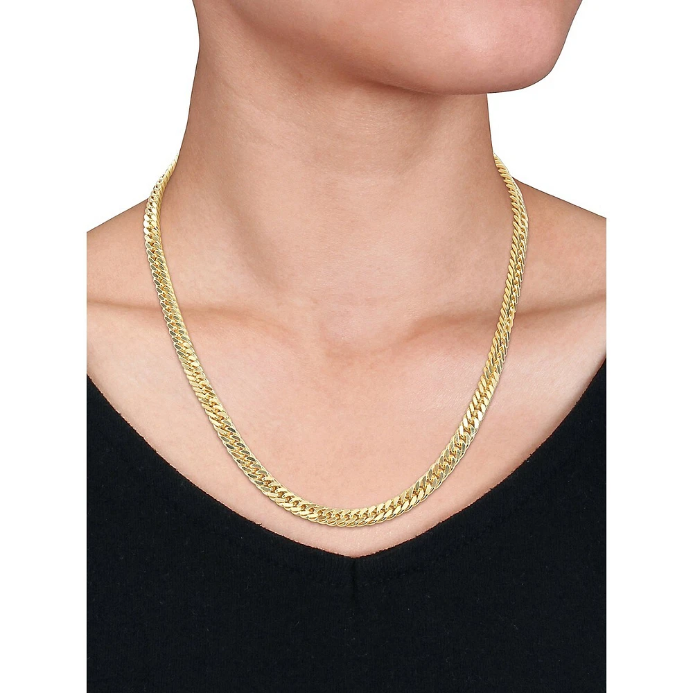 18K Goldplated Sterling Silver Fancy Curb Link Chain Necklace - 18-Inch x 5.5MM