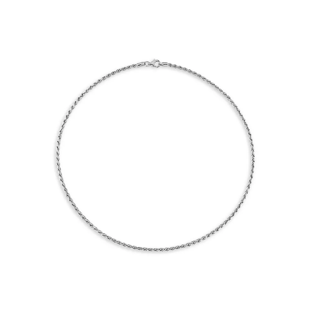 Sterling Silver Rope Chain Necklace - 16-Inch x 2.2MM