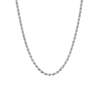 Collier en chaîne cordelette en argent sterling, 41 x 2,2 mm