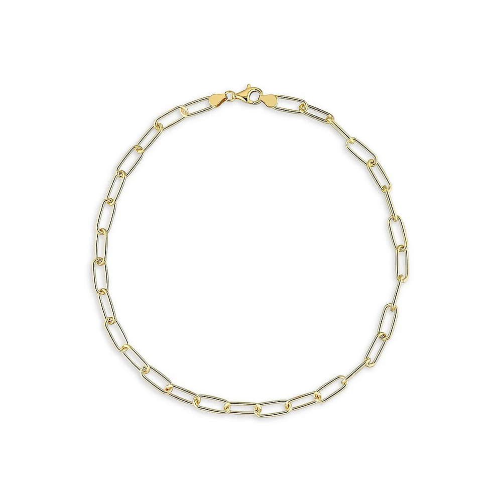 18K Goldplated Sterling Silver Paperclip Chain Necklace - 16-Inch x 6MM