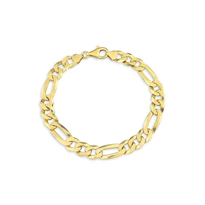 18K Goldplated Sterling Silver Flat Figaro Chain Anklet - 9-Inch x 8.9MM