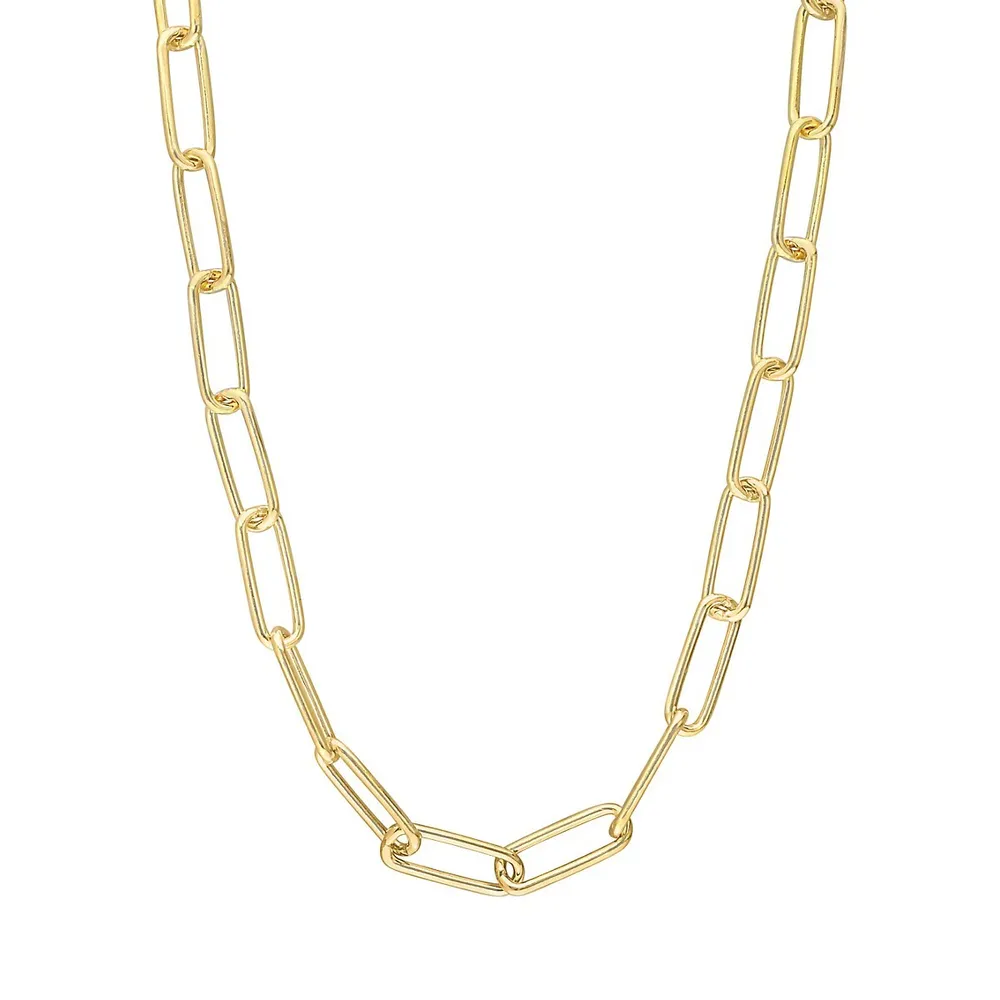 18K Yellow Goldplated Sterling Silver Paperclip Chain Necklace