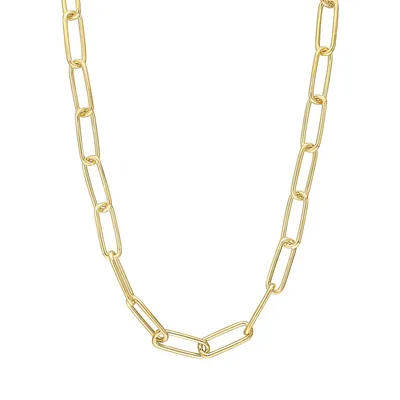 18K Yellow Goldplated Sterling Silver Paperclip Chain Necklace