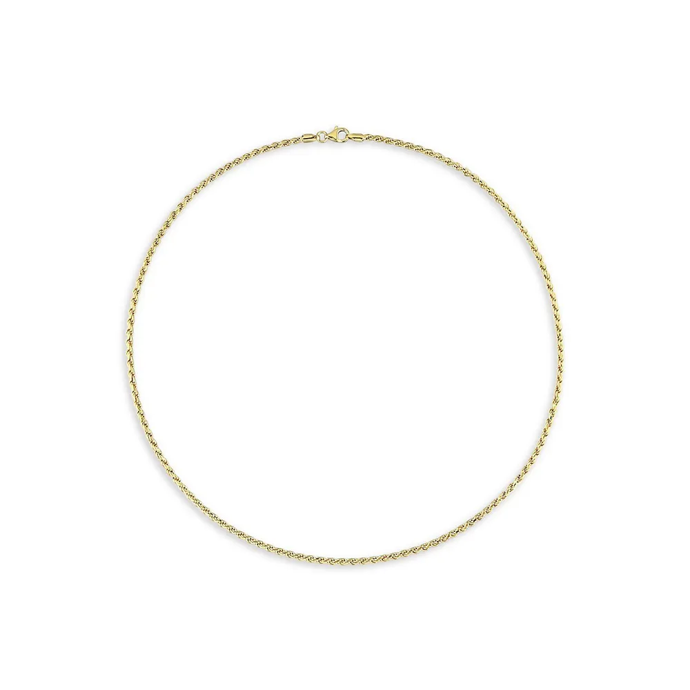 18K Yellow Goldplated Sterling Silver Rope Chain Necklace - 18-Inch