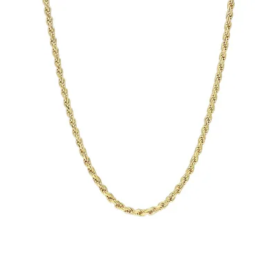 18K Yellow Goldplated Sterling Silver Rope Chain Necklace - 18-Inch