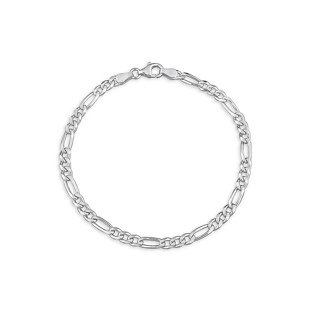 Bracelet à chaîne figaro en argent sterling, 19 cm x 3,8 MM