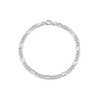 Bracelet à chaîne figaro en argent sterling, 19 cm x 3,8 MM